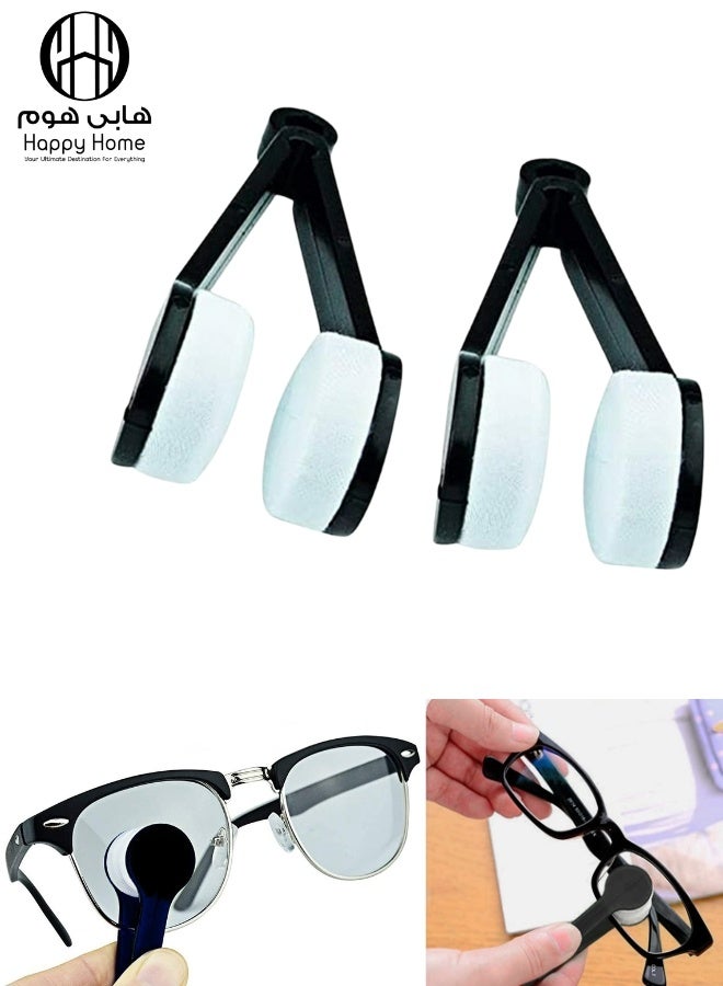 Happy Home 2 Pcs Mini Eyeglasses Cleaner Clip with Soft Microfiber Brush – Portable Spectacles and Sunglasses Cleaning Tool, Scratch-Free Lens Cleaner, Compact Travel-Friendly Glasses Cleaning Accessory, Easy to Use for Clear Vision Anywhere - Image 1